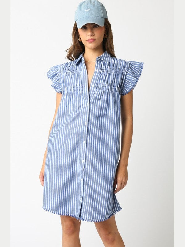 The Honor Stripe Dress- Blue