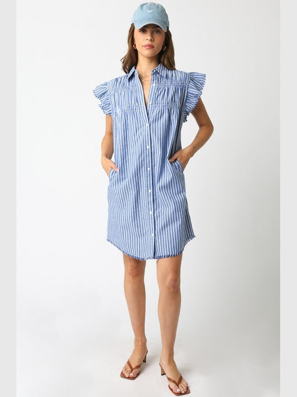 The Honor Stripe Dress- Blue