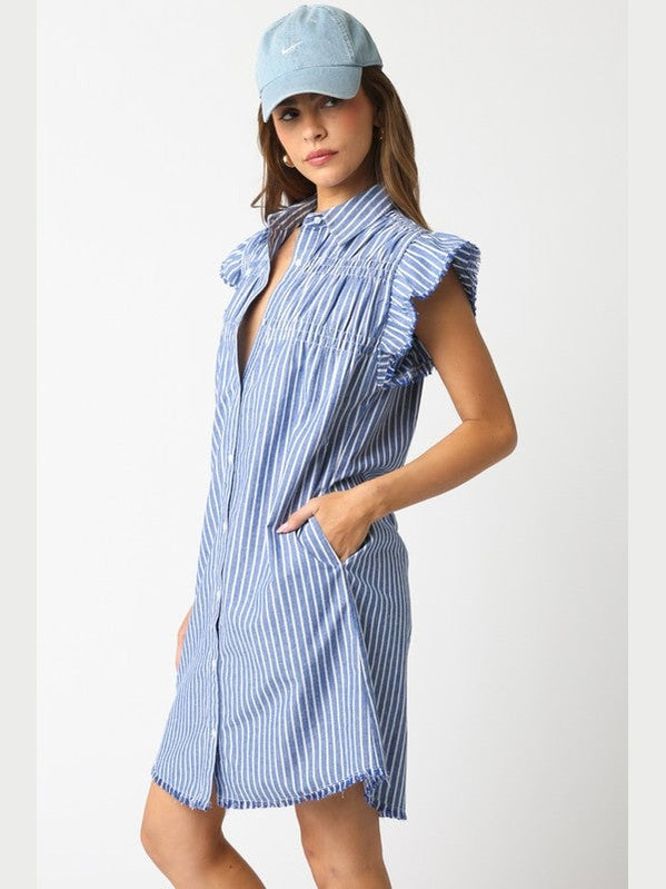 The Honor Stripe Dress- Blue