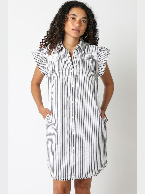 The Honor Stripe Dress-Black