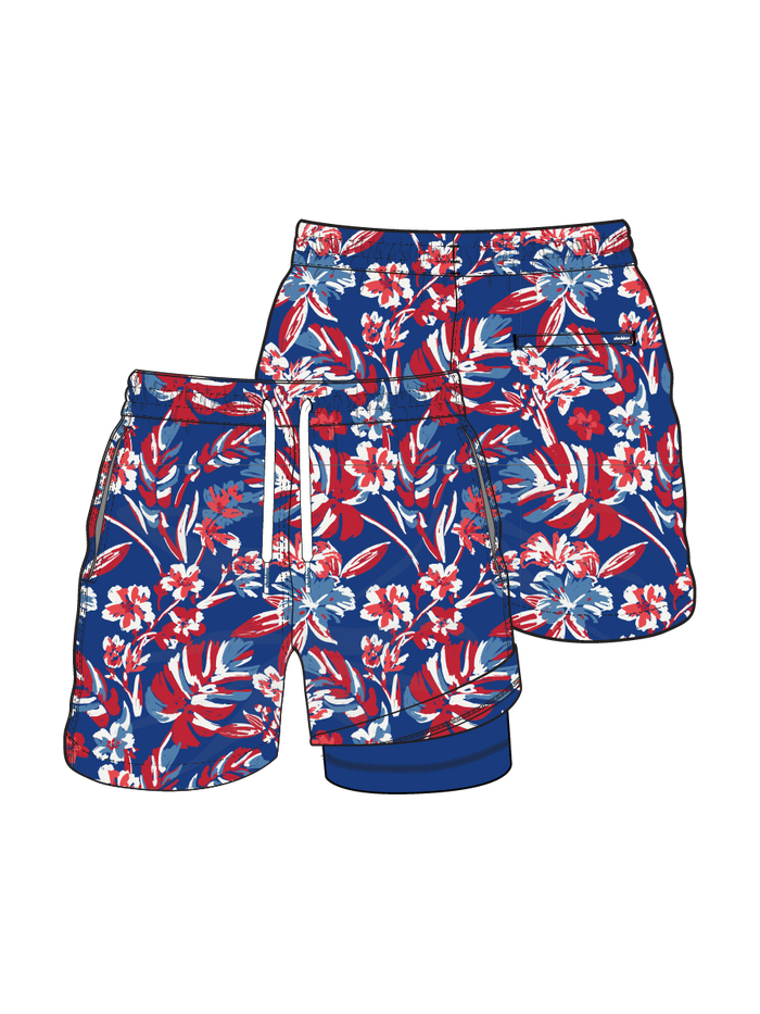 The Star Spangled Blooms Classic Lined Swim Trunks 5.5"
