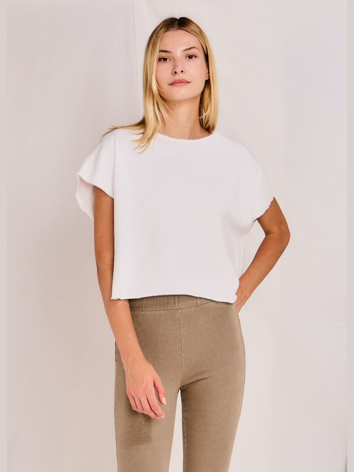 Theo Crop Fitted Poncho - White
