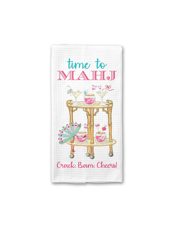 Time to Mahj Mahjong Towel, Cocktail Tile Game Decor Hostess