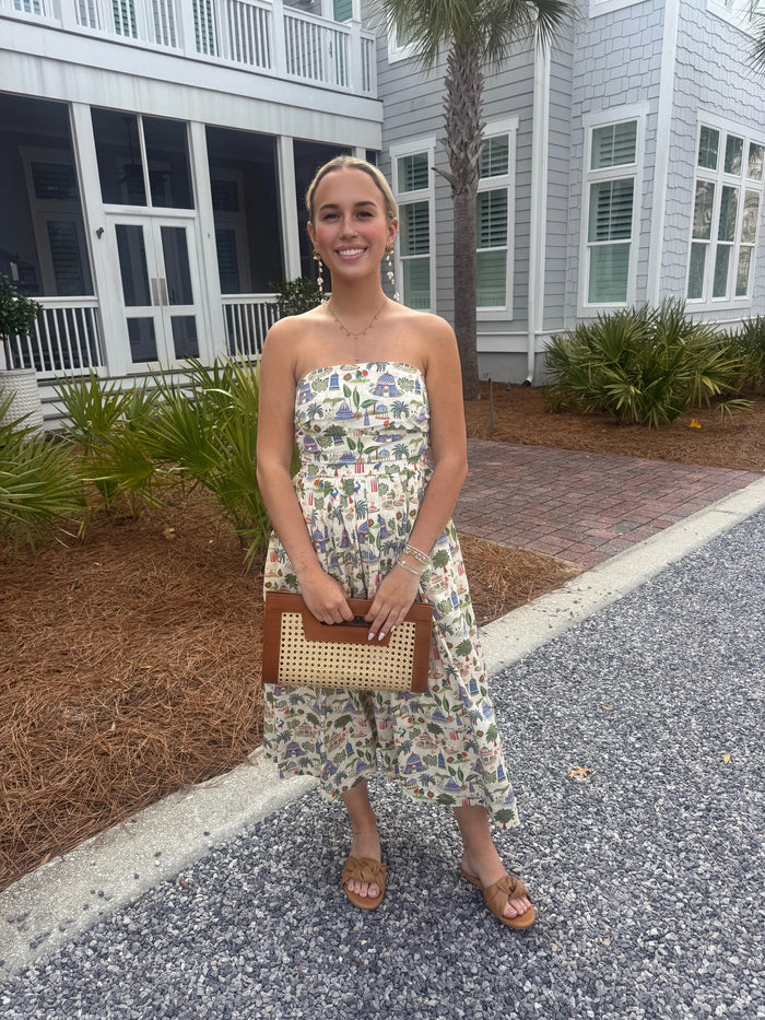 Tropical Print Midi Dress