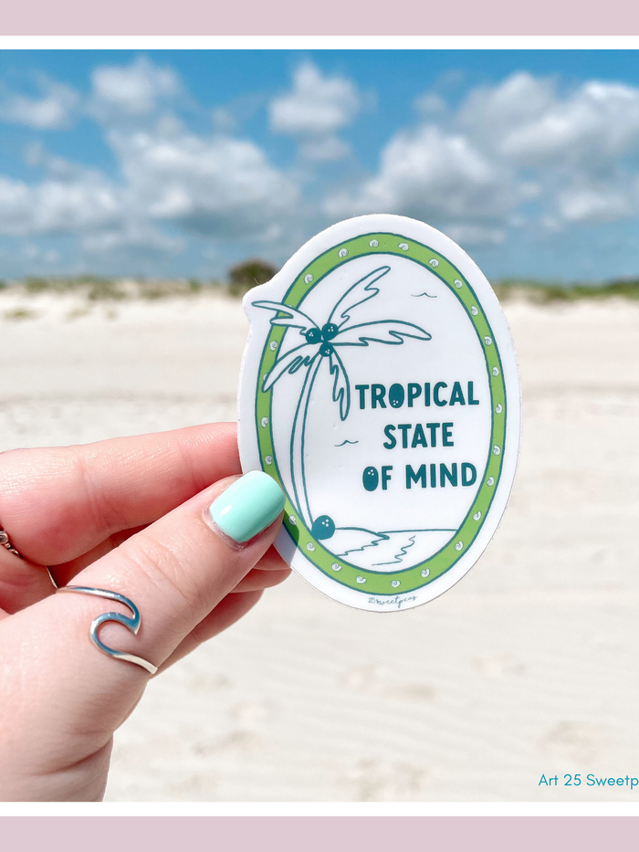 Tropical State of Mind Sticker, Beach Sticker, Summer