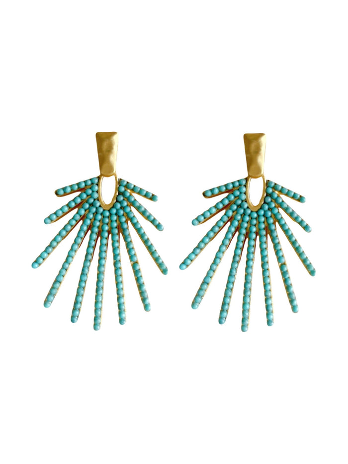 Turquoise Sunburst Statement Drop Earrings