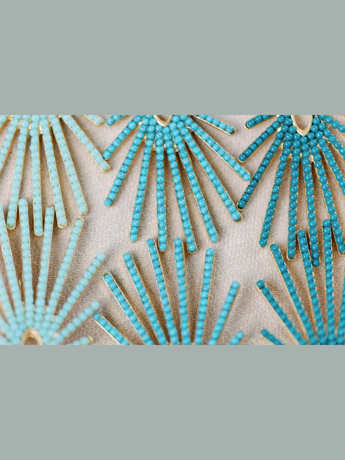 Turquoise Sunburst Statement Drop Earrings