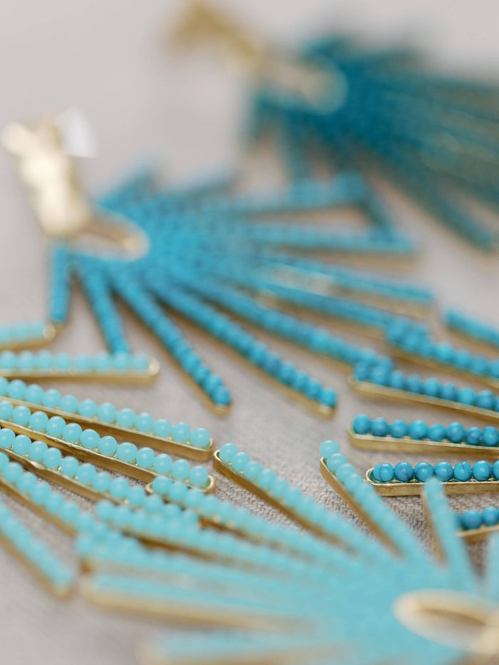 Turquoise Sunburst Statement Drop Earrings