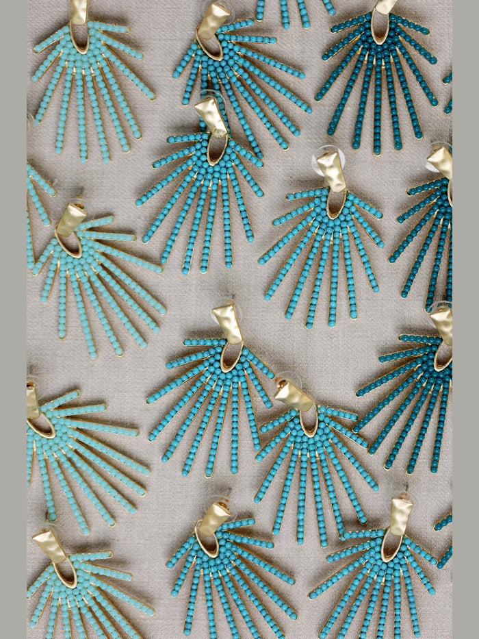 Turquoise Sunburst Statement Drop Earrings