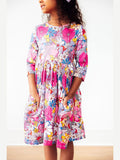 What's Up Buttercup 3/4 Sleeve Pocket Twirl Dress