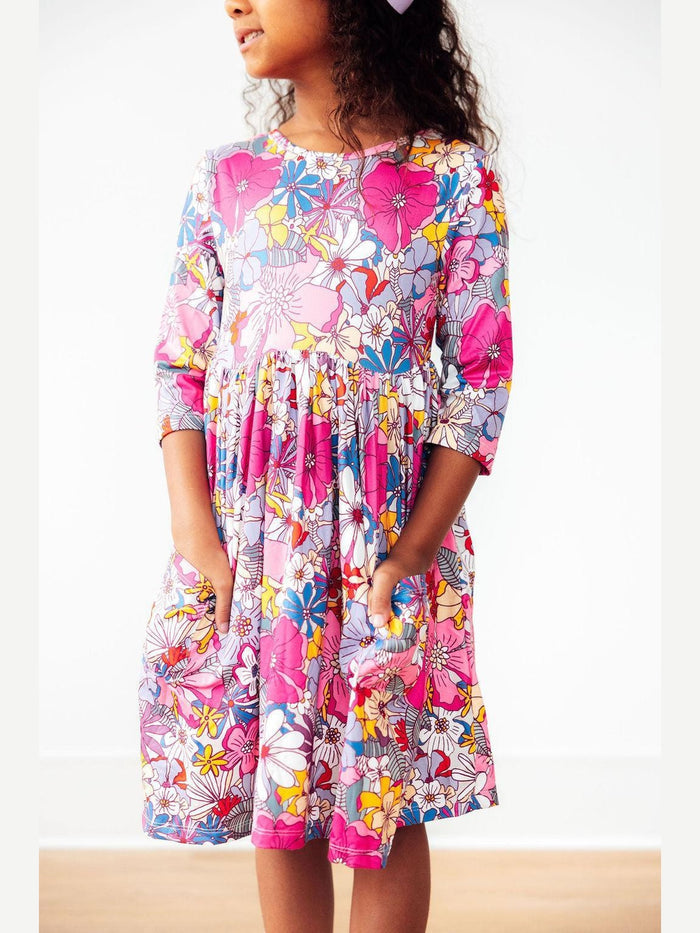 What's Up Buttercup 3/4 Sleeve Pocket Twirl Dress