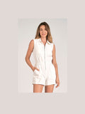 White Sleeveless Short Romper