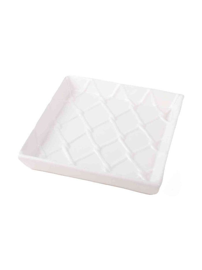 White Textured Beverage Napkin Tray