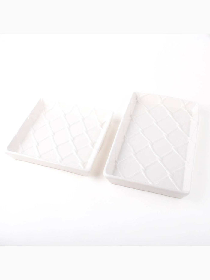 White Textured Beverage Napkin Tray