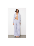 Wide Leg Pant w/ Smocked Waistband - Blue Stripe