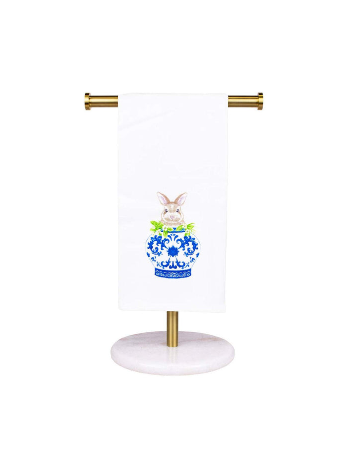 Winston Bunny Vase Hand Towel   White/Blue/Green   20x28
