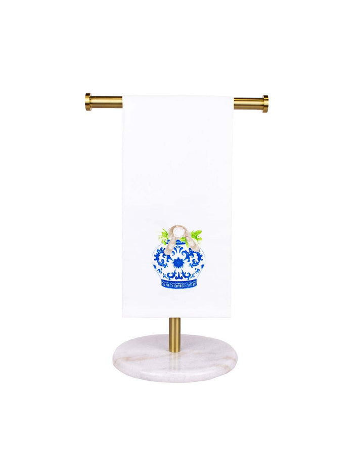 Winston Bunny Vase Hand Towel   White/Blue/Green   20x28