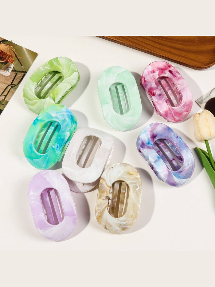 Women's Colorful Flat Round Flower Bow Hair Claw Clip