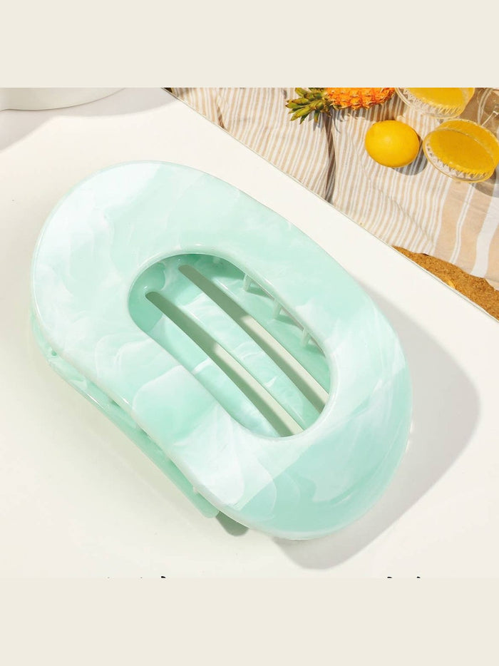 Women's Colorful Flat Round Flower Bow Hair Claw Clip