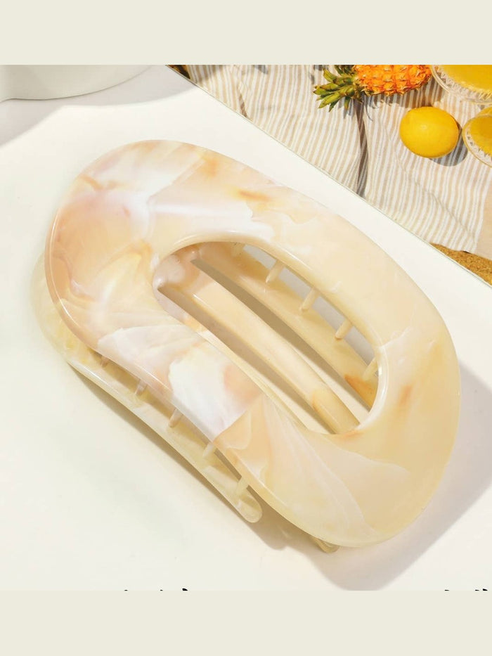 Women's Colorful Flat Round Flower Bow Hair Claw Clip