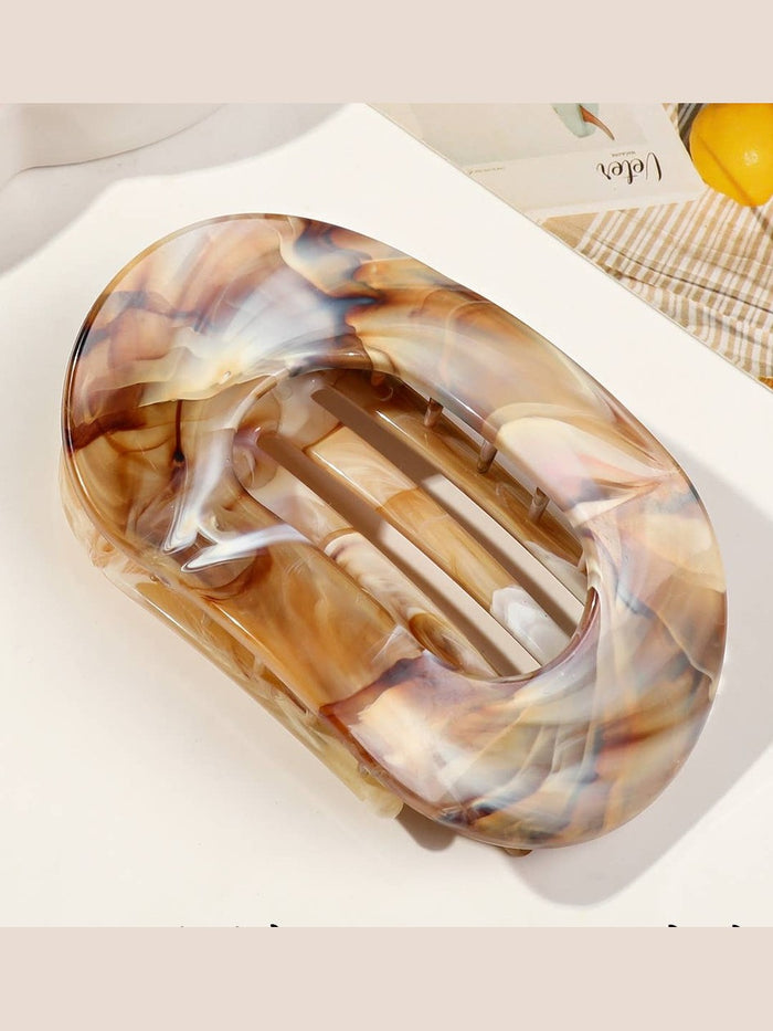Women's Colorful Flat Round Flower Bow Hair Claw Clip