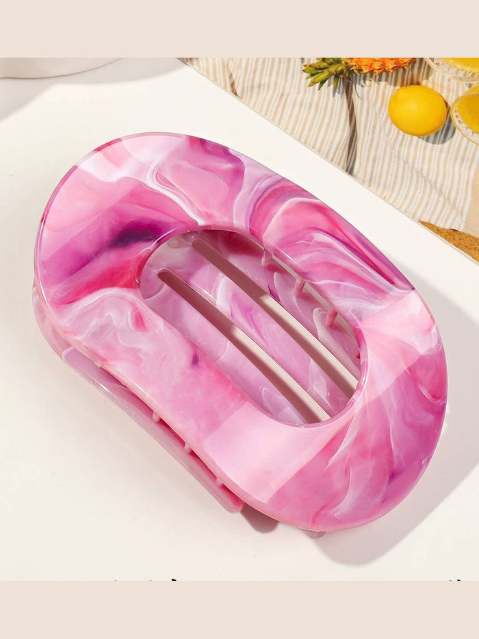 Women's Colorful Flat Round Flower Bow Hair Claw Clip