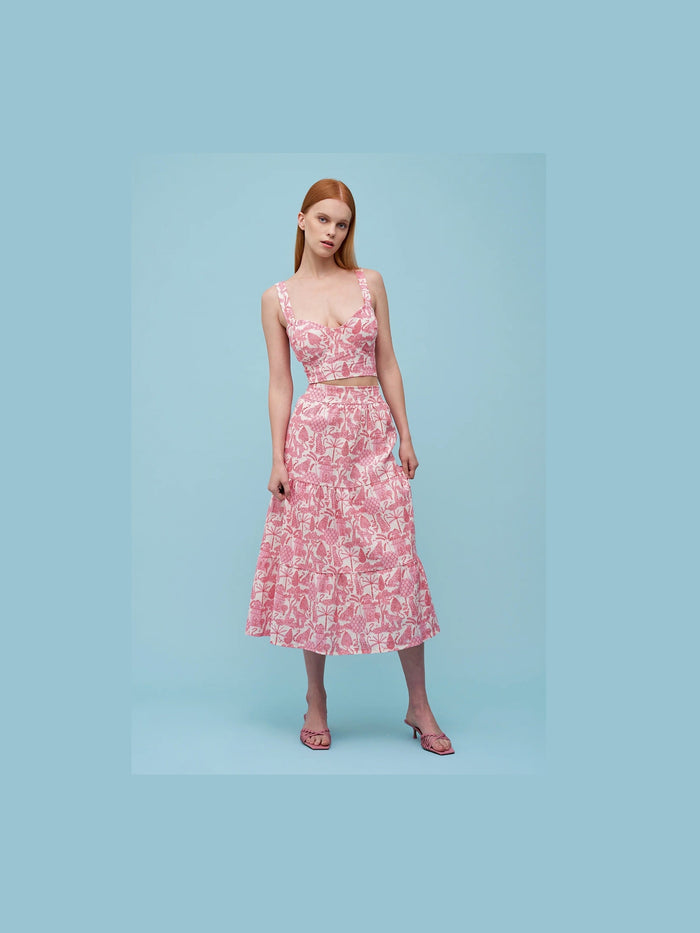 Women's Woven Sleeveless Top - Pink Toile