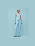 Woven Sleeveless Top - Light blue