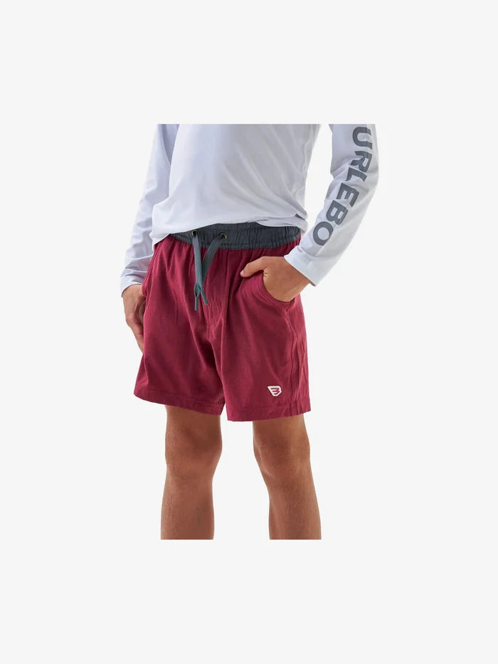 Youth Athletic Shorts - Heather Cardinal/ Vintage Camo Pocket